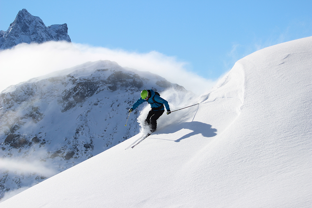 Skiing at Valchiavenna, Madesimo, Northern Italy